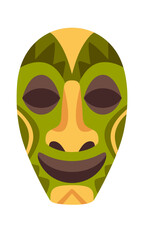 Cartoon smiling carved african mask