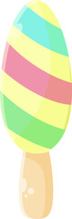 Colorful Striped Ice Pop on Stick. Sweet Summer Frozen Treat. Refreshing Dessert Illustration.