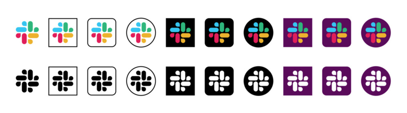 Slack logotype icon. Modern communication app icon set on transparent background. Editorial vector. Kharkiv, Ukraine &ndash; November 3, 2025. 