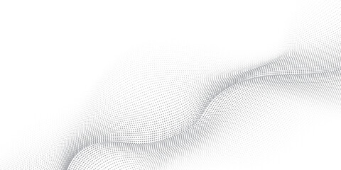Abstract white futuristic background. Big data visualization. Digital dynamic wave of particles simple abstract