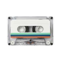 Fototapeta premium Retro Audio Cassette with Transparent Housing for a Nostalgic Vibe on Isolated Space