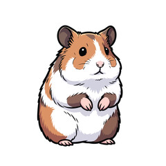 Cute cartoon hamster standing upright with chubby cheeks and brown and white fur.