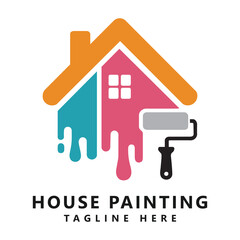 House painting service logo design vector template