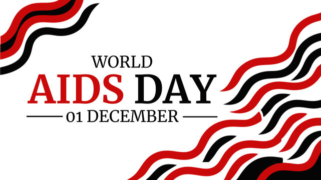 Minimal white background banner for World AIDS Day with professional and supportive layout