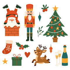 Christmas Vector Bundle-Xmas Icons for Cards & Crafts-Santa, Nutcracker, Christmas Tree, Gifts, Decorations