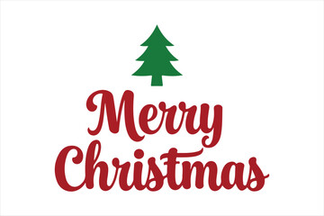 Fototapeta premium Merry christmas text with stylized green tree graphic on white