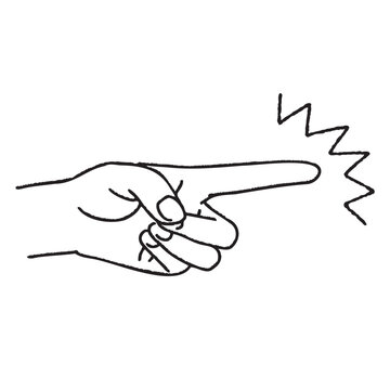 強調指差しハンドサインイラスト 線画