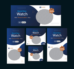 Banner design web template set, horizontal and vertical web banners. Modern Gradient Blue cover header background for website design, Social Media Cover and ads banner.