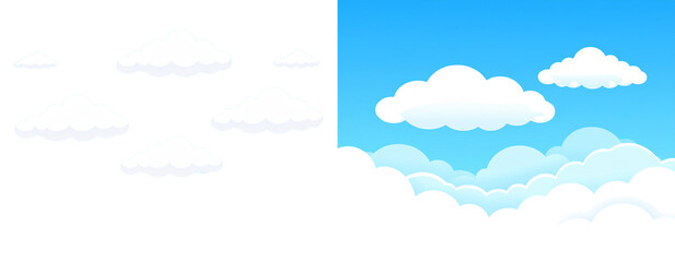 Fototapeta premium Dreamy Cartoon Sky with Puffy Clouds and Light Gradient