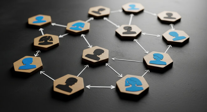 Social Network Concept Business People Connection Communication Node Point Networking Structure Organization Teamwork Collaborative Management System