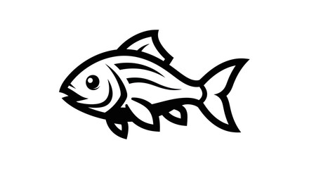 Stylized Fish Illustration with Bold Outlines and Simple Design.