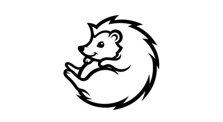 Stylized Hedgehog Illustration Curled Up in a Ball Shape.