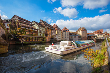 La Petite France and Tourist boat in Strasbourg France la Venise in Strasbourg