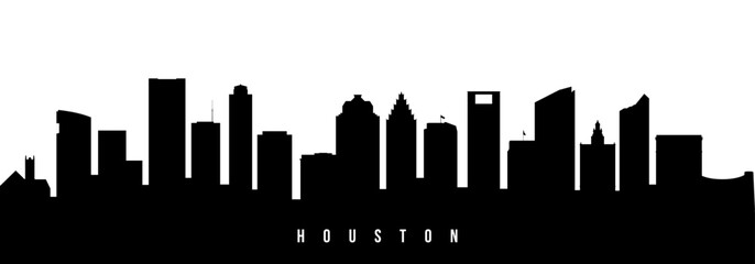 Vector silhouette illustration of Houston City urban skyline. Modern minimalist cityscape graphic, perfect for travel, banners or backgrounds.