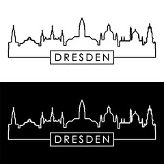 Dresden skyline. Linear style. Single line. Editable vector file.