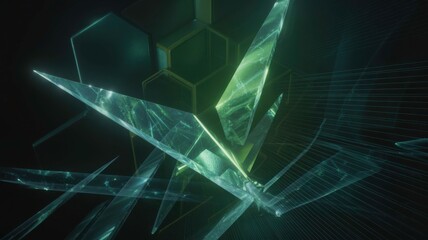 Abstract Futuristic Background with Sharp Geometric Shapes and Dark Low Key Lighting