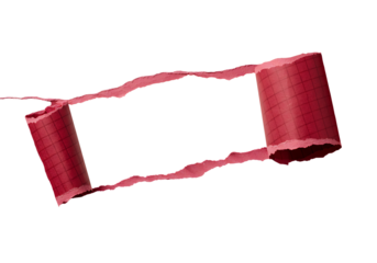 Vivid crimson textured paper artfully ripped to unveil an empty content areatransparant backdrop for compelling design