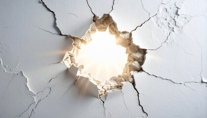 Abstract artwork showcasing a fractured surface revealing radiant light and inner depth without