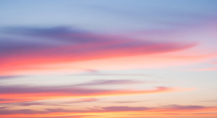 Obraz premium Dreamy Pastel Sunset Sky with Colorful Clouds