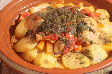 Moroccan Tagine or Tajine Close Up, Traditional Moroccan Food