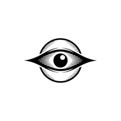 Striking vintage eye emblem symbolizing insight, vision, and all seeing perspective perfect for branding and design projects.