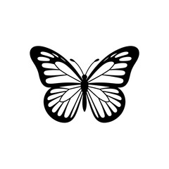 Elegant black butterfly silhouette with delicate wing patterns, perfect for design projects and nature themes