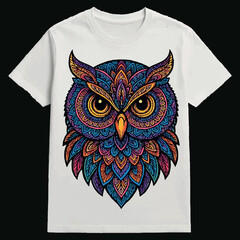 Colorful cat head mandala arts isolated on black and white t shirt