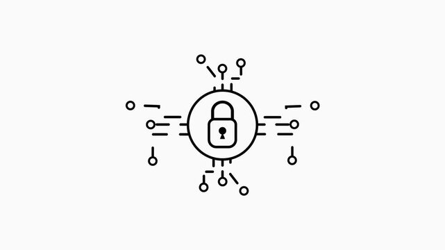 Cyber Security Protection Account on white background. Data Security Icon. 4K Video motion graphic animation.