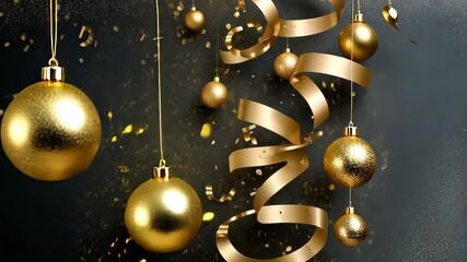 Colorful golden ornaments and sparkling confetti enhance a joyful setting for festive gatherings and special occasions