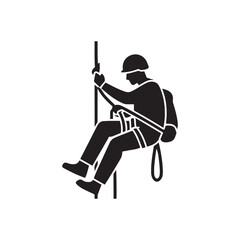 rope access icon, black on white background