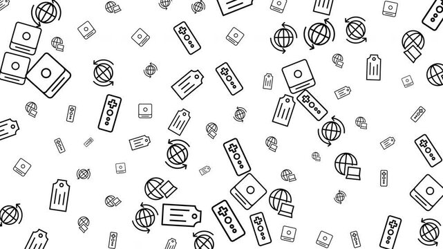 Seamless Technology and Data Icons Pattern, Digital Graphic Background, Abstract Design, Vector Illustration, Modern Tech Environment