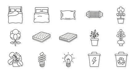 sustainable living featuring eco-friendly bedding a recycling bin and energy-efficient bulbs promoting environmentally friendly choices for homes