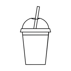 Simple black and white drink cup with straw icon, perfect for beverage or cafe design elements.