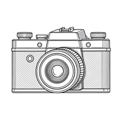 Vintage camera sketch isolated on transparent background