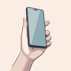 flat illustration of hand holding cellphone