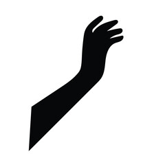 Black silhouette of a raised human arm showing gesture of greeting, freedom, or expression.