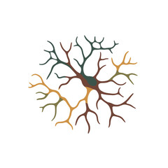 Naklejka premium Abstract neural network web with interconnected branches and colors 