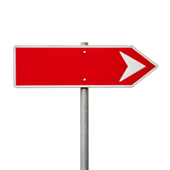 Bright red arrow sign pointing right isolated on transparent background