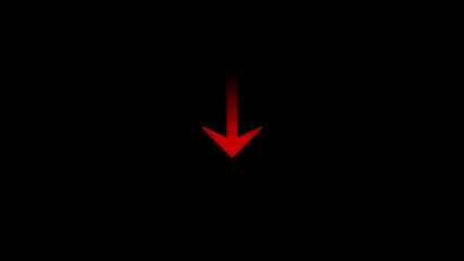 Multiple downward moving arrows symbolizing negative direction and failure. Digital stream of arrows animated downwards representing data loss or decrease