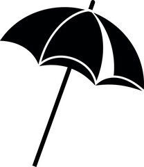 Black Silhouette Icon of a Beach Umbrella or Parasol for Summer, Vacation, and Travel Graphics, Representing Shade, Relaxation, and Sunny Weather Elements.