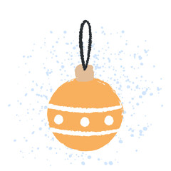 Golden Christmas tree ornament with snow splashes, festive holiday decoration vector illustration