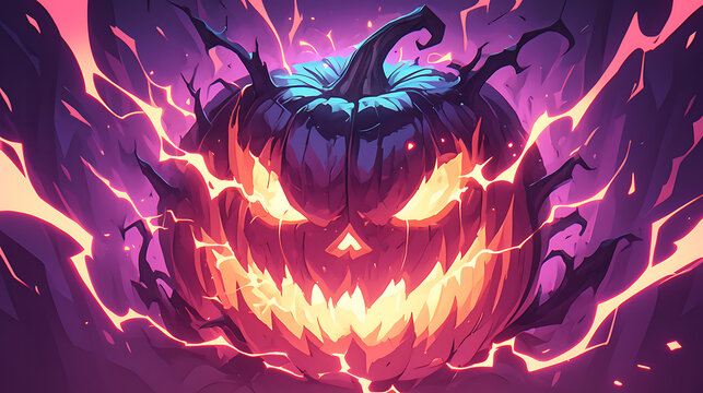 Jack O' Lantern, the pumpkin face that is synonymous with Halloween illustration vector