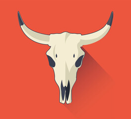 bull head Skull flat illustration