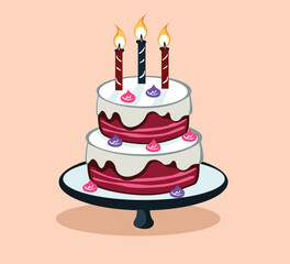 Birthday cake with candles vector illustration