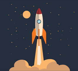 Rocket in space vector illustration