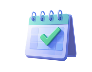 3d minimal time management concept. schedule organization. event confirmed. Calendar