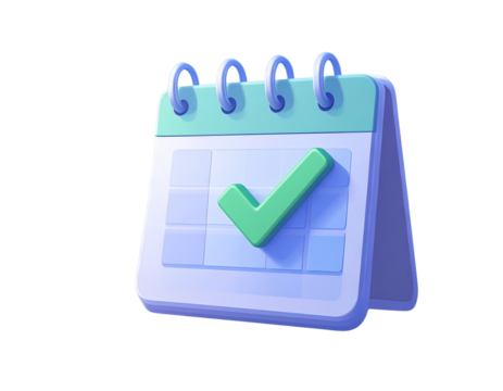 3d minimal time management concept. schedule organization. event confirmed. Calendar