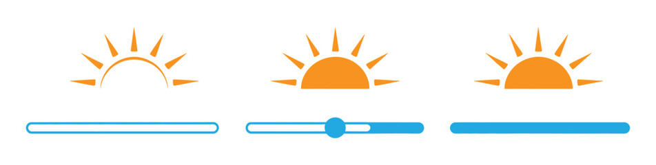 Brightness control icon, brightness slider sign