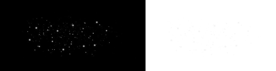 Abstract glowing light with glitter, flare, and shimmering magic sparkles. Transparent PNG vector for holiday party design, festive card, or winter sparkle texture background.