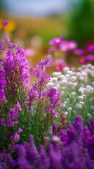 Fototapeta premium Vibrant Purple Flowers Blooming in a Sunny Garden During Springtime